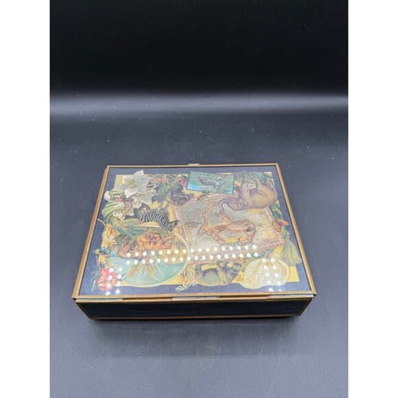 Map Of Africa Travel Music Box 7" Song and Storage Container w/ Mirror - Picture 5 of 8